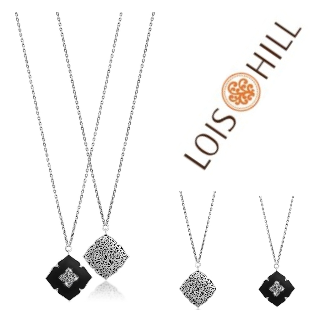 Lois Hill Brown Diamond & Matte Black Onyx Maltese Cross Necklace